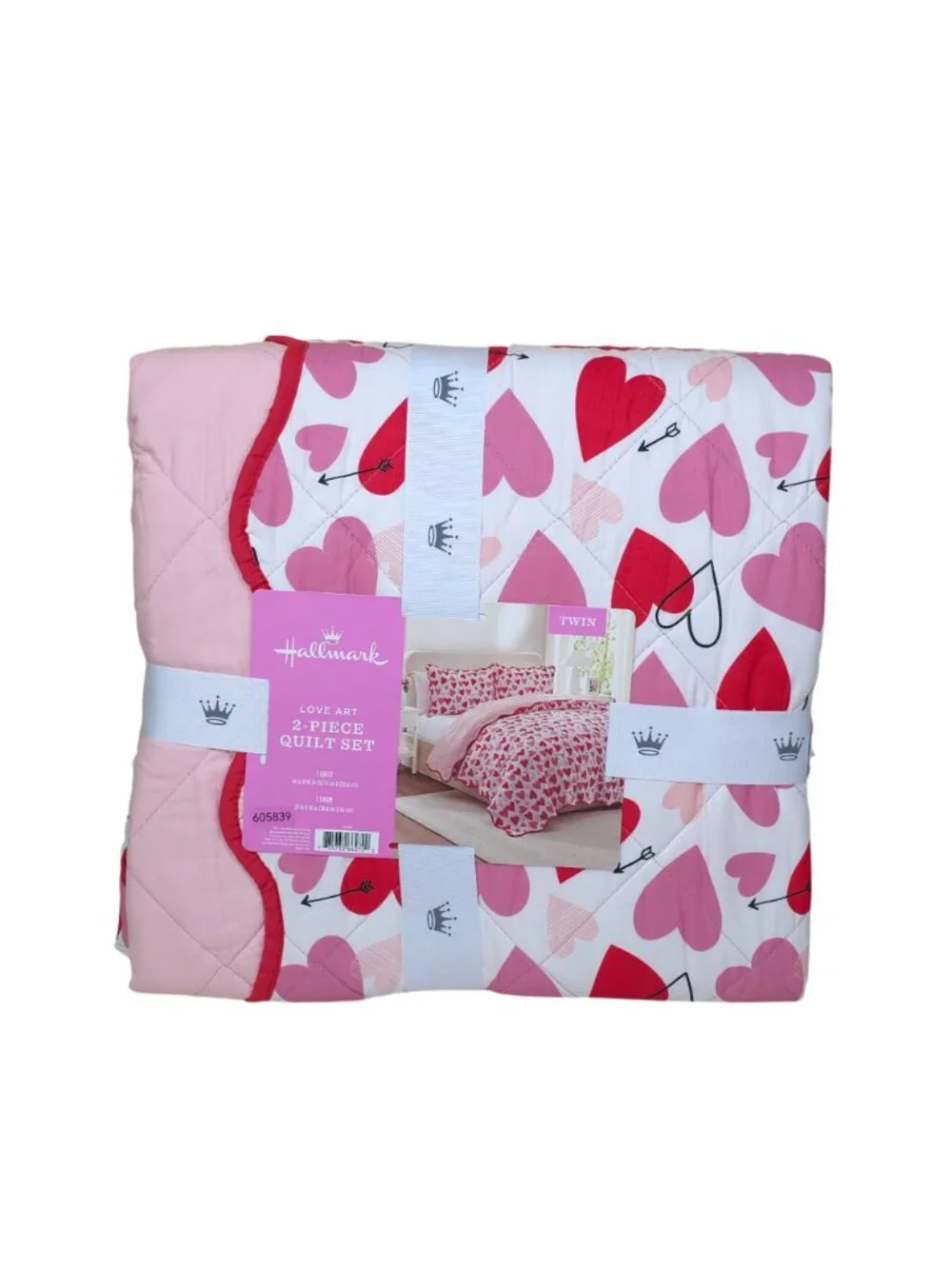 Hallmark Heart Strings Twin 2-Piece Quilt Set Valentines Day Love Heart